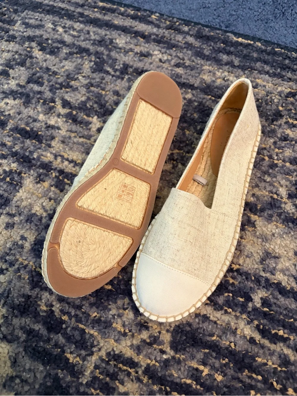NWOT Beige and Gold Women's Slip-On Espadrille Flats
